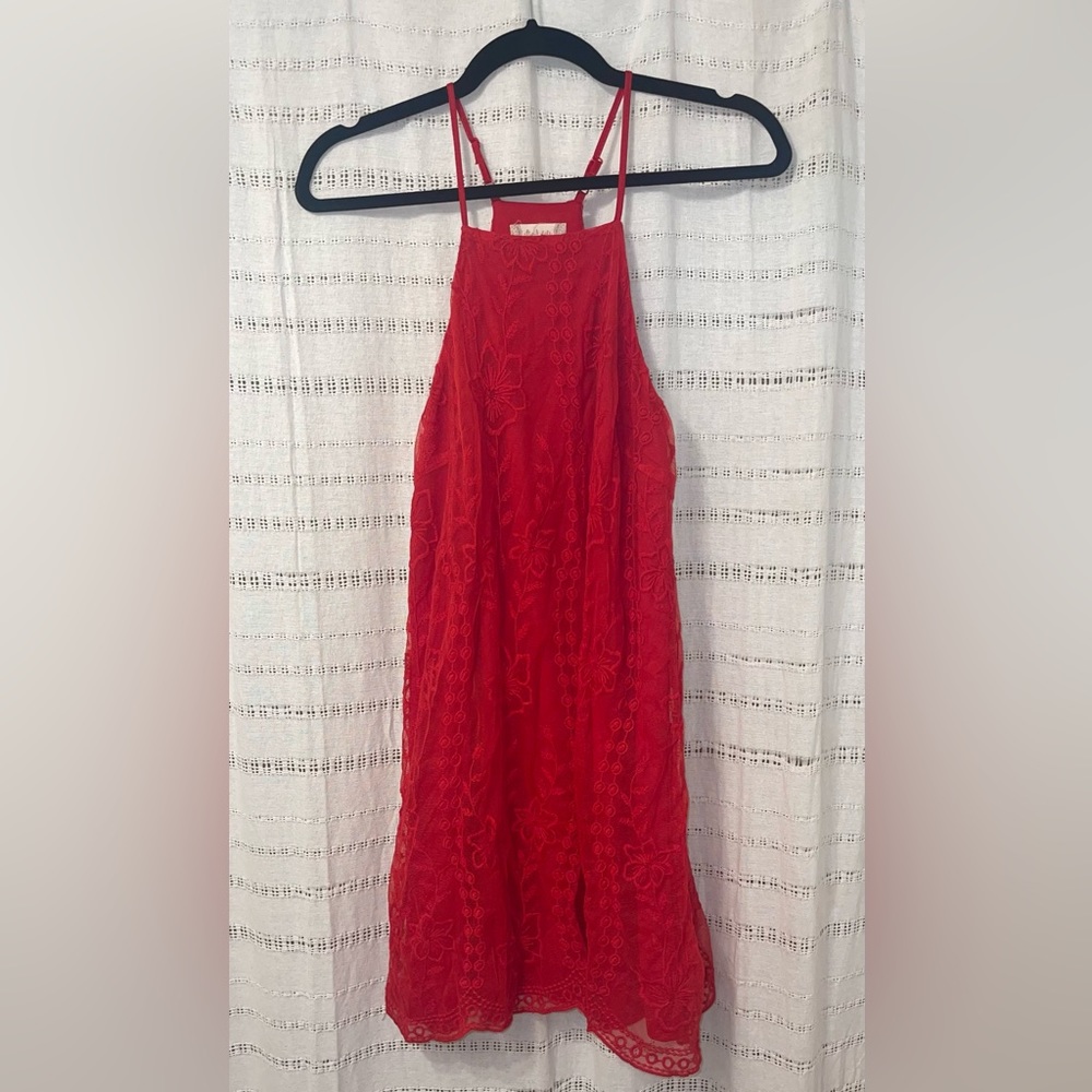 Red lace dress